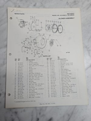 Parker Sweeper Repair Parts List Sheets Catalog Model Hc-8380-K B