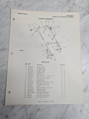 Parker Sweeper Repair Parts List Sheets Catalog Model Hc-8380-B K