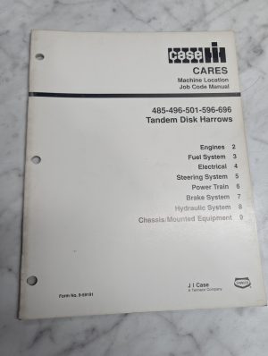 Case Cares Machine Location Job Code Manual 485 496 501 596 696 Disk Harrows