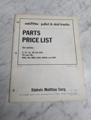 Multiton Pallet & Skid Fork Lift Trucks Parts Price List 1972 #272 Stokvis