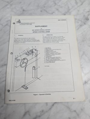 Supplement Manual – Big Joe Ssc Series Ssc0287 Speed Control Lever