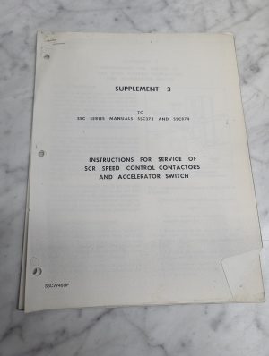 Supplement Manual – Big Joe Ssc Series Ssc373 Ssc874 Speed Control Contactors