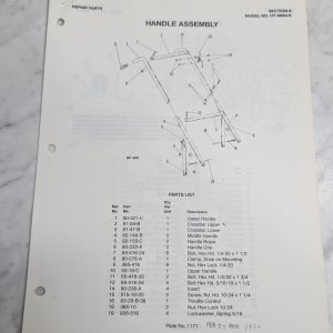 Parker Sweeper Repair Parts List Sheets Catalog Model Ht-8680-K