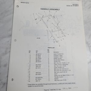 Parker Sweeper Repair Parts List Sheets Catalog Model Ht-8880-B