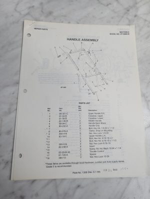 Parker Sweeper Repair Parts List Sheets Catalog Model Ht-8880-B