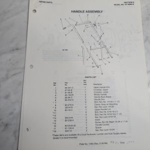 Parker Sweeper Repair Parts List Sheets Catalog Model Ht-8880-K