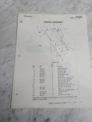 Parker Sweeper Repair Parts List Sheets Catalog Model Ht-8880-K