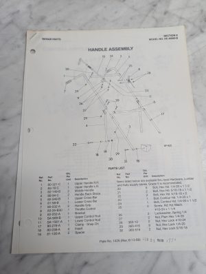 Parker Sweeper Repair Parts List Sheets Catalog Model Hc-8880-B