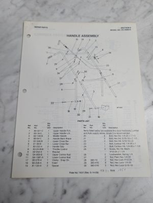 Parker Sweeper Repair Parts List Sheets Catalog Model Hc-8880-K