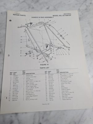 Parker Sweeper Repair Parts List Pages Catalog Model Sv-7830-Sp