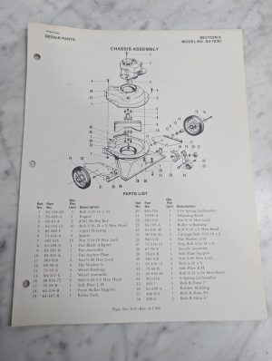 Parker Sweeper Repair Parts List Pages Catalog Model Sv-7830