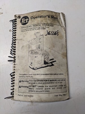 Bt Prime Mover Rrx35/45 Rdx30 Rsx40/50 Fork Truck Lift 1997 Operators Manual