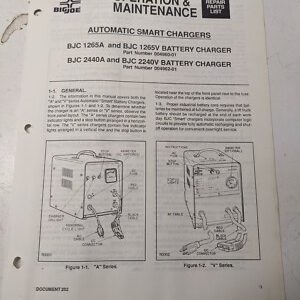 Big Joe Lift Truck Operating Maintenance Parts Manual Bjc 1265 A 2440 V Charger