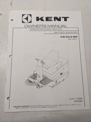 Kent Operating Maintenance Manual Parts List Book Sweeper Ks-33.5Br 1995