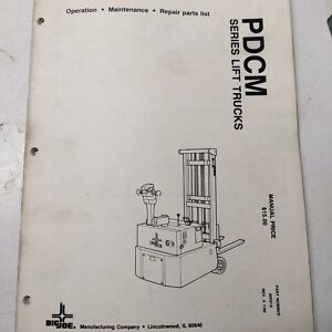 Big Joe Lift Truck Operating Maintenance Parts List Manual Pdcm Series 1988