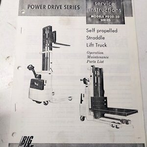 Big Joe Lift Truck Operating Maintenance Parts List Manualpd20 Pd30 Series