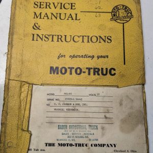 Moto-Truc Fork Lift Pal-Sc Service Manual Instructions Operating Parts Catalog