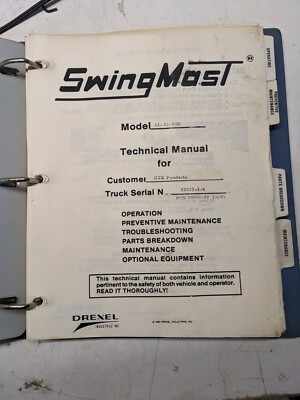 Drexel Swing Mast Fork Lift Truck Service Repair Manual Sl-22-Ess 1982