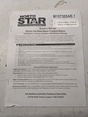 North Star Owners Maintenance Parts List Book Manual Pressure Washer M157305Ab.1