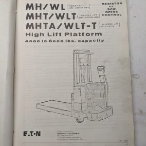 Yale Fork Lift Truck Maintenance Manual Parts List Mh T A Wlt T 040-060 1971
