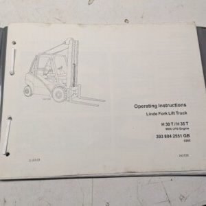 Linde Fork Lift Truck Operating Instructions Owner Manual H 30 T 35 2003