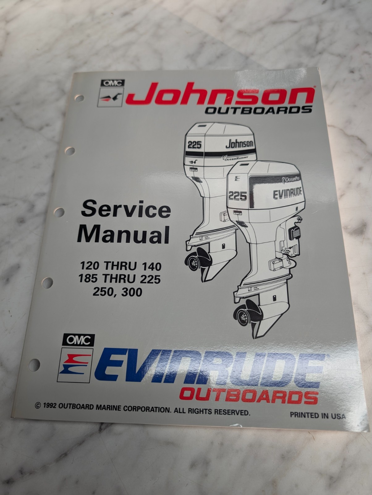 Omc Johnson Evinrude Service Manual "Et" 90° Loop V Lv Models 120-300 Hp #508287
