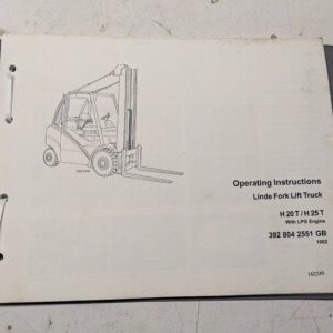 Linde Fork Lift Truck Operating Instructions Owner Manual H 25 T 20 Lpg