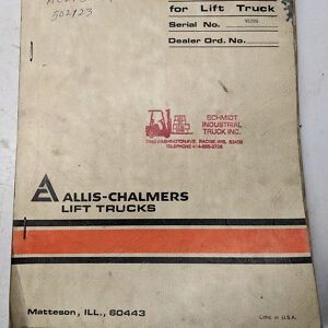 Allis Chalmers Parts List Manual Ace 40 50 A 36 1982 Fork Lift Truck