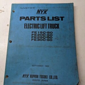 Nyk Fork Lift Truck Parts List Book Manual Fe 15 20 25 30 C-50 1986 Electric