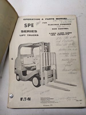 Yale Fork Lift Operation Parts List Book Manual Spe 030 040 050 1972 Series