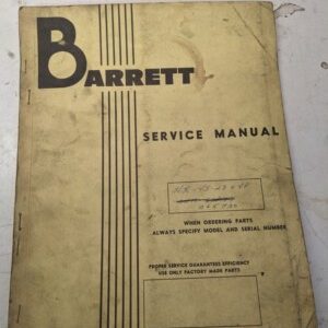 Barrett Fork Lift Truck Service Manual Hx-45 Hand Truck & Parts List Book