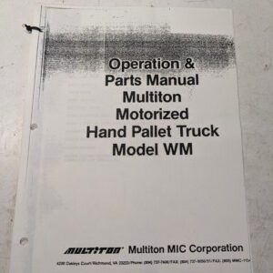 Multiton Fork Lift Truck Operation Parts List Manual Book Hand Pallet Wm Model
