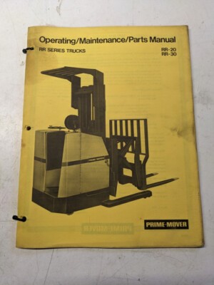 Prime Mover Operating Maintenance Parts List Book Manual Rr 20 30