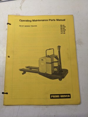 Prime Mover Operating Maintenance Parts List Book Manual Pe Ht 45R 60 60R