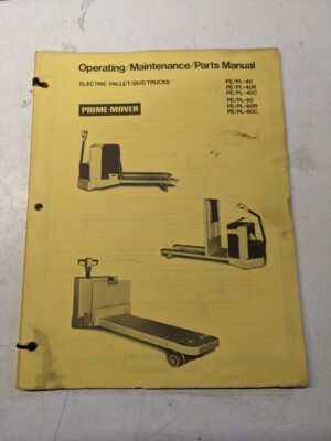 Prime Mover Operating Maintenance Parts List Book Manual Pe Pl 40 R C 60