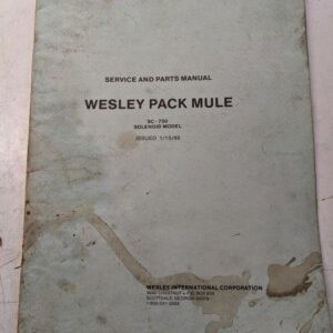 Wesley Pack Mule Sc-750 Solenoid Service Parts List Book Manual 1988