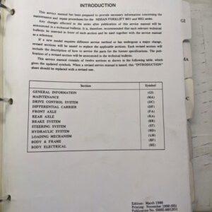 Nissan Electric Forklift Training Manual Maintenance Repair M01 M02 1990