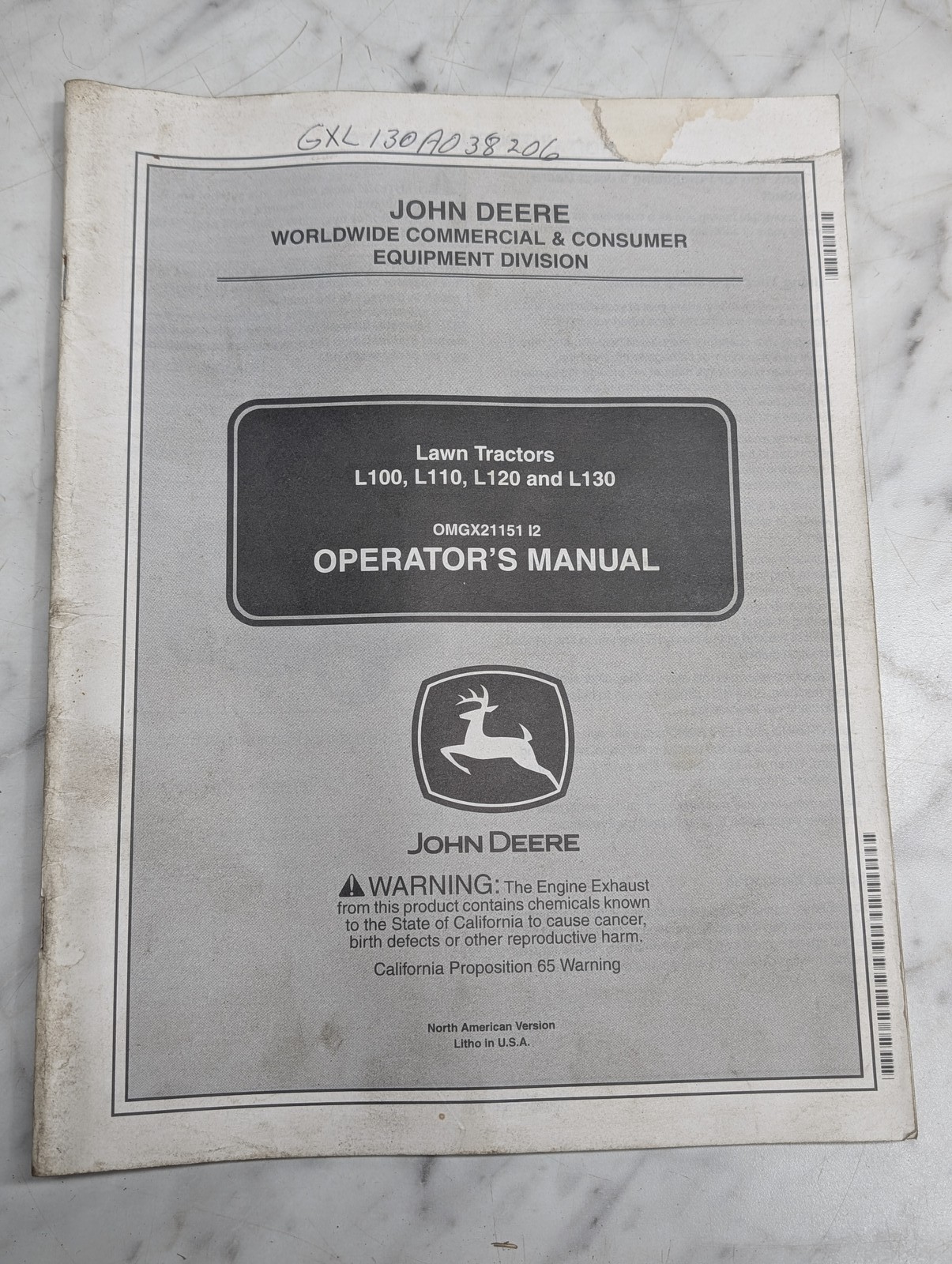 John Deere Jd Lawn Tractors L100 L110 L120 L130 Omgx21151 I2 Operators Owners