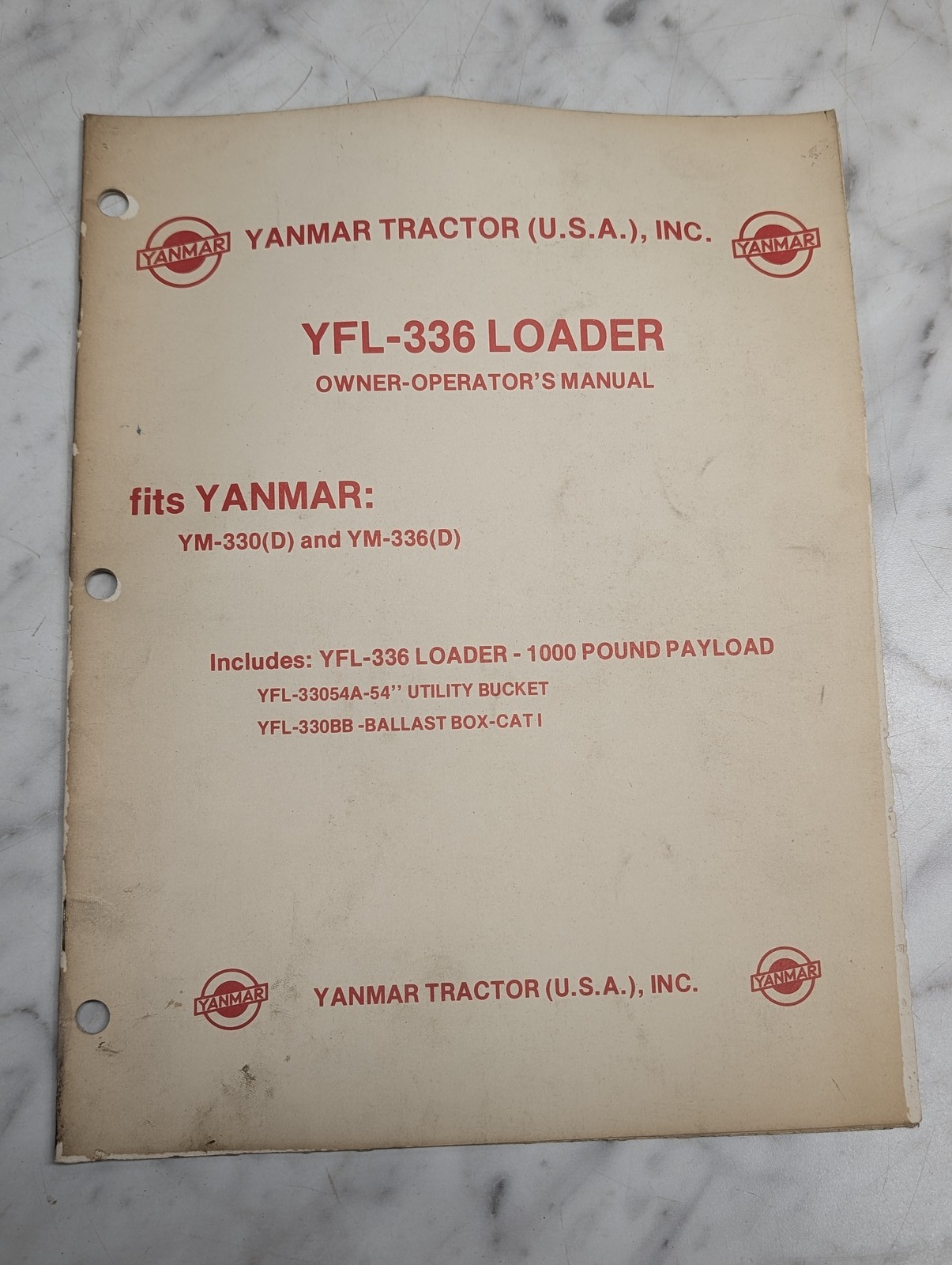 Yanmar Yfl-336 Loader Ym-330 Ym-336 Owners Operators Manual Maintenance Guide