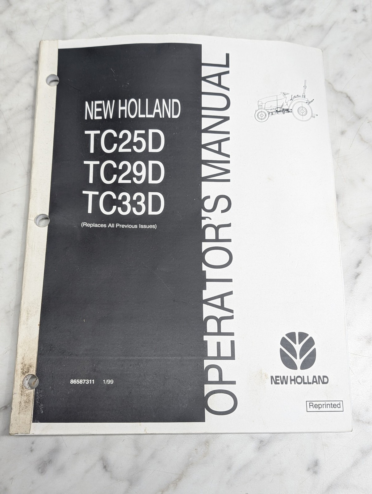 New Holland Tc25D Tc29D Tc33D 86587311 Operator'S Manual Owners Maintenance