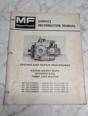 Massey Ferguson Service Information Manual Mf 550-860 Combine Eaton Pump