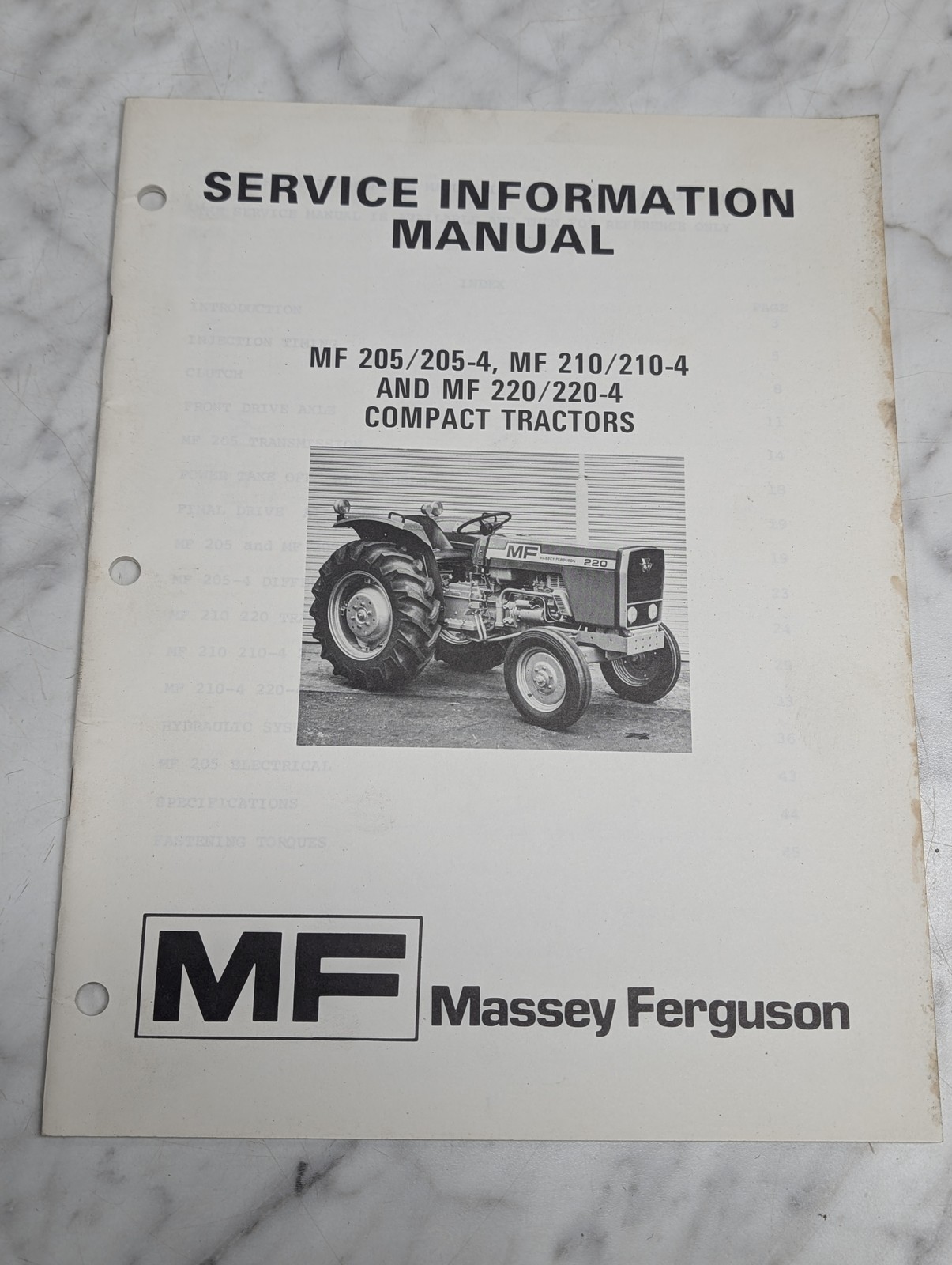 Massey Ferguson Mf 205 205-4 210 210-4 220 220-4 Service Information Manual