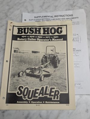 Bush Hog Sq42 Sq48 Sq60 Sq72 Sq84 Rotary Cutter Operators Owners Manual Book