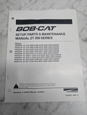 Bob-Cat Setup Parts Maintenance Manual Zt 200 Series 4122811 4122812 Jacobsen