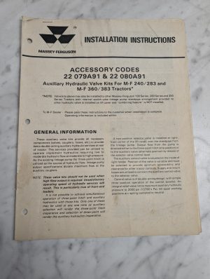Massey-Ferguson 22 079A91 22 080A91 Installation Instructions Manual Guide Book