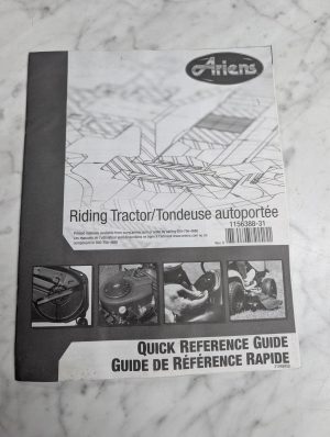 Ariens Riding Tractor 1156388-31 Quick Reference Guide Manual Book