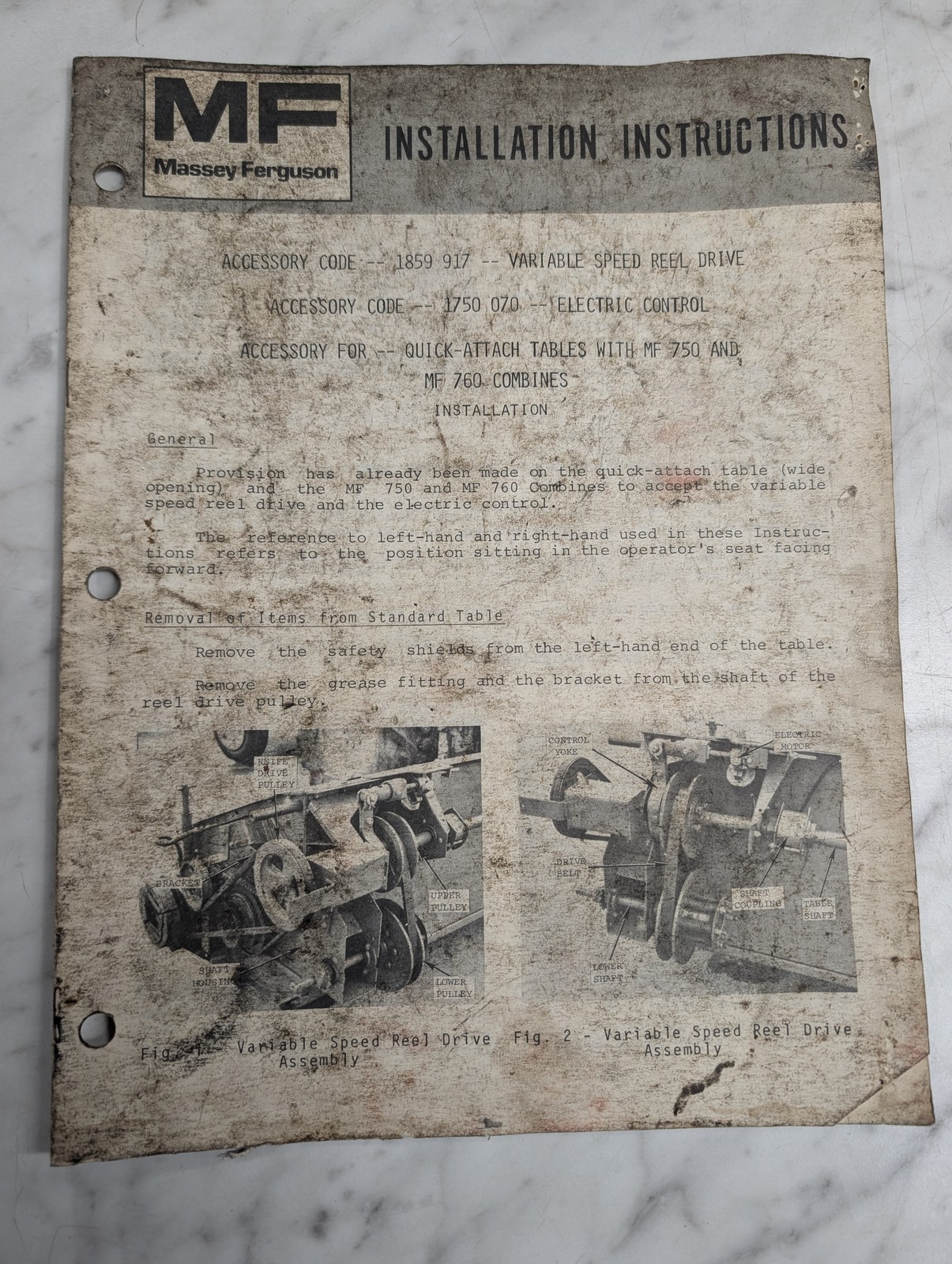 Massey Ferguson 1859 917 1750 070 Installation Instructions Mf 760 Combines