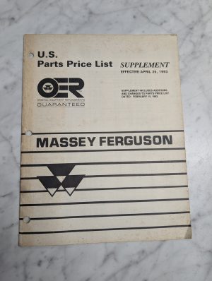 Massey Ferguson Parts Price List Supplement Manual Parts Price List Sales