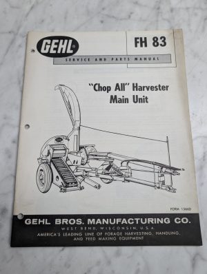 Gehl Fh 83 Service Parts Manual Chop All Harvester Main Unit Book List Catalog
