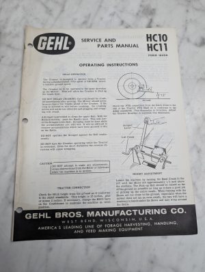 Gehl Hc10 Hc11 Form 1849A Service Parts Manual List Catalog Maintenance Shop